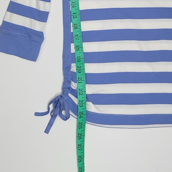 LRL Preppy Boatneck Periwinkle Blue and White Stripe 3/4 Sleeve Shirt size small - Picture 6 of 7